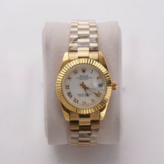 Women's Chain Wrist Watch Golden White Dial