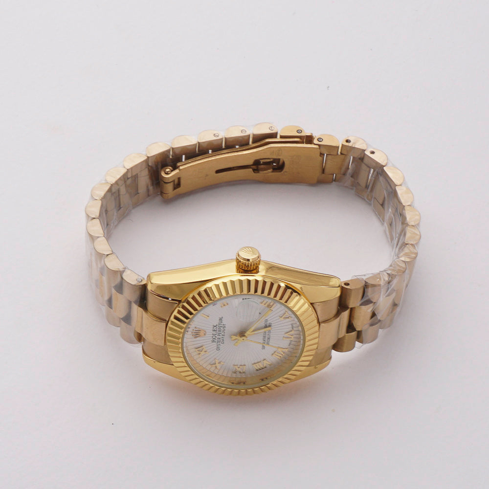 Women's Chain Wrist Watch Golden White Dial