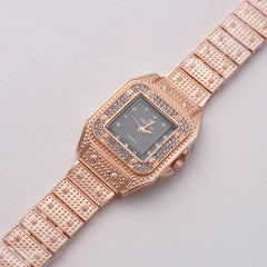 Womens Chain Wrist Watch Rosegold Black