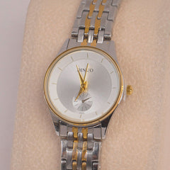 Two Tone Silver Chain Womans Watch White Dial