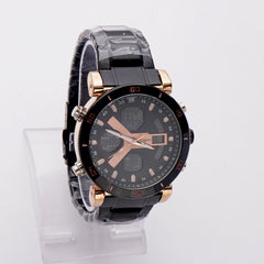 Dual Time Mans Chain Wrist Watch Black G