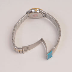 Two Tone Silver Chain Womans Watch White Dial