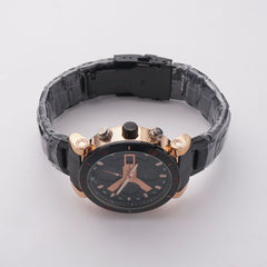 Dual Time Mans Chain Wrist Watch Black G