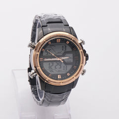 Dual Time Mans Chain Wrist Watch Black G