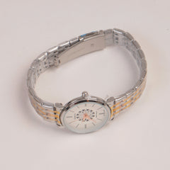 Two Tone Silver Chain Womans Watch White Dial