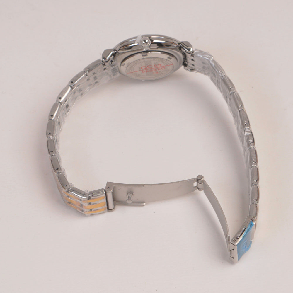 Two Tone Silver Chain Womans Watch White Dial