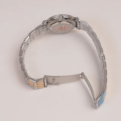 Two Tone Silver Chain Womans Watch White Dial
