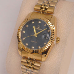 Woman Golden Chain Watch Black Dial