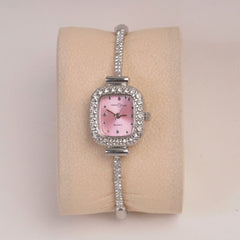 Silver Chain Womans Watch Pink Dial