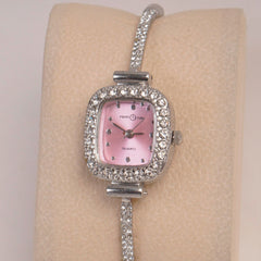 Silver Chain Womans Watch Pink Dial