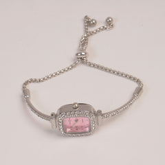 Silver Chain Womans Watch Pink Dial