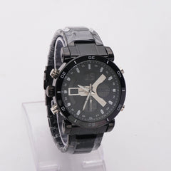 Dual Time Mans Chain Wrist Watch Black