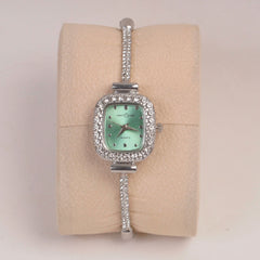 Silver Chain Womans Watch Green Dial