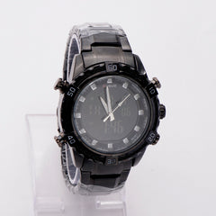 Dual Time Mans Chain Wrist Watch Black