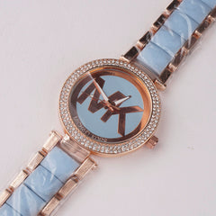 Women Chain Wrist Watch MK Rosegold Cyan