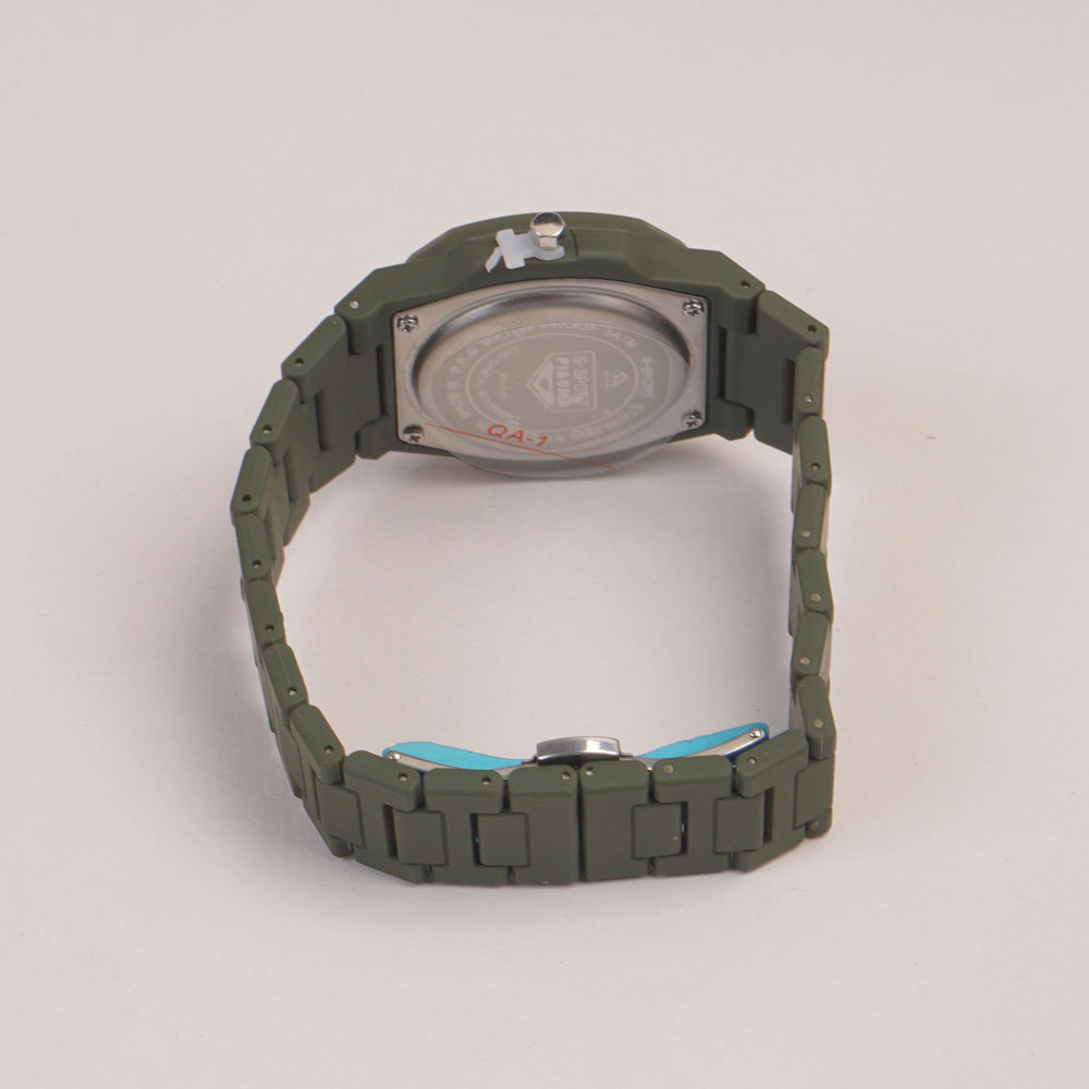 Mens Light Weight Watch With Fibre Material  Strap Green