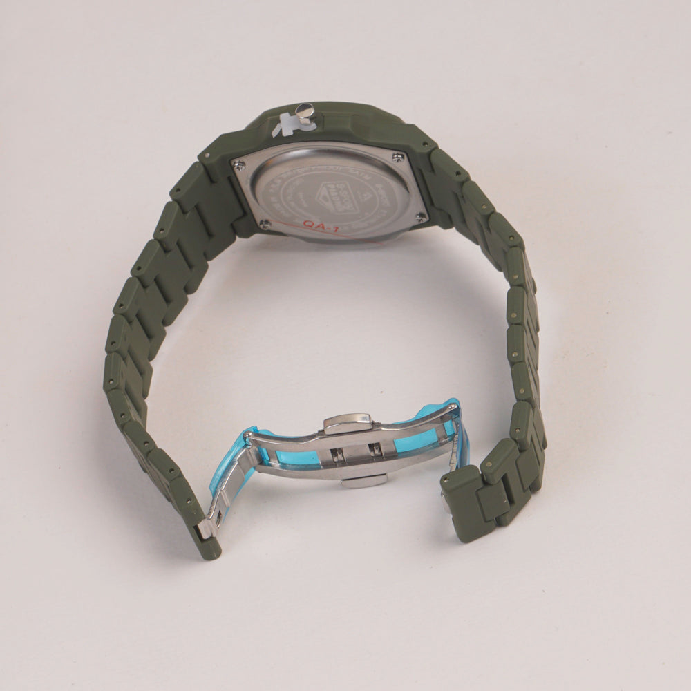 Mens Light Weight Watch With Fibre Material  Strap Green