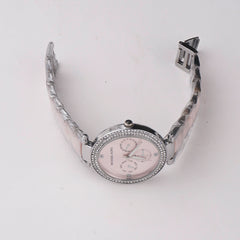 Women Chain Wrist Watch Silver Pink