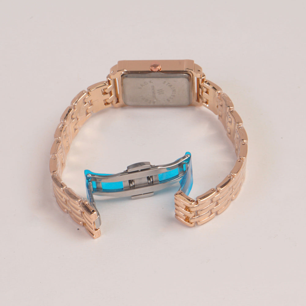 Woman Rosegold Chain Watch Black