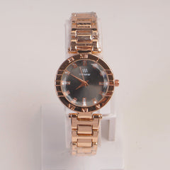 Woman Rosegold Chain Watch Black
