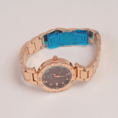 Woman Rosegold Chain Watch Brown
