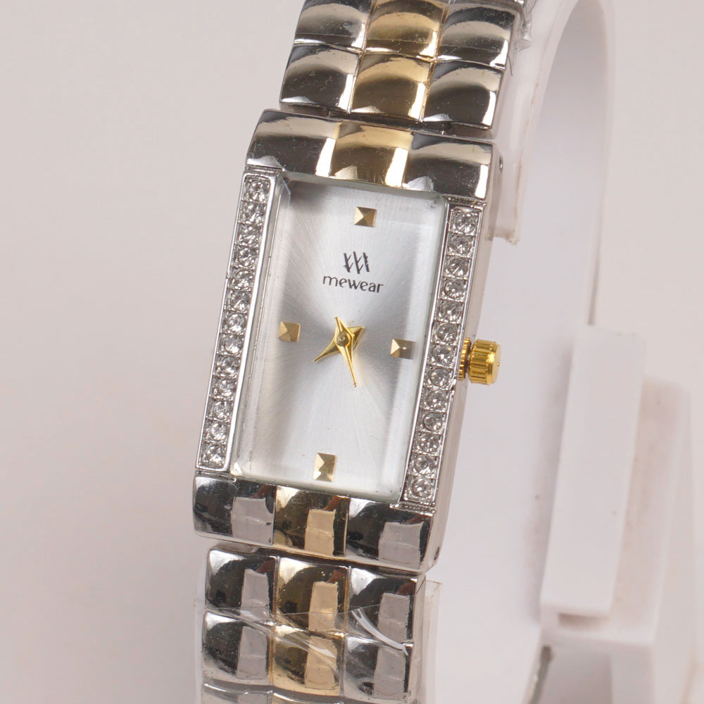Two Tone Woman Chain Watch silver