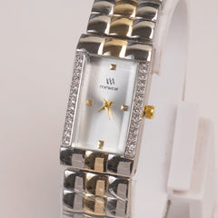 Two Tone Woman Chain Watch silver