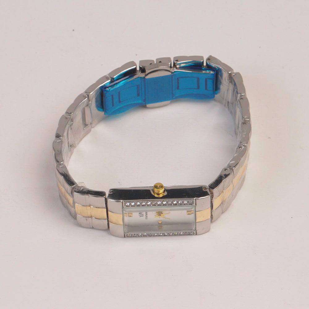Two Tone Woman Chain Watch silver