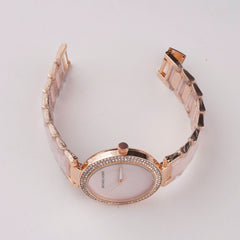 Women Chain Wrist Watch Marble Shade Rosegold Pink