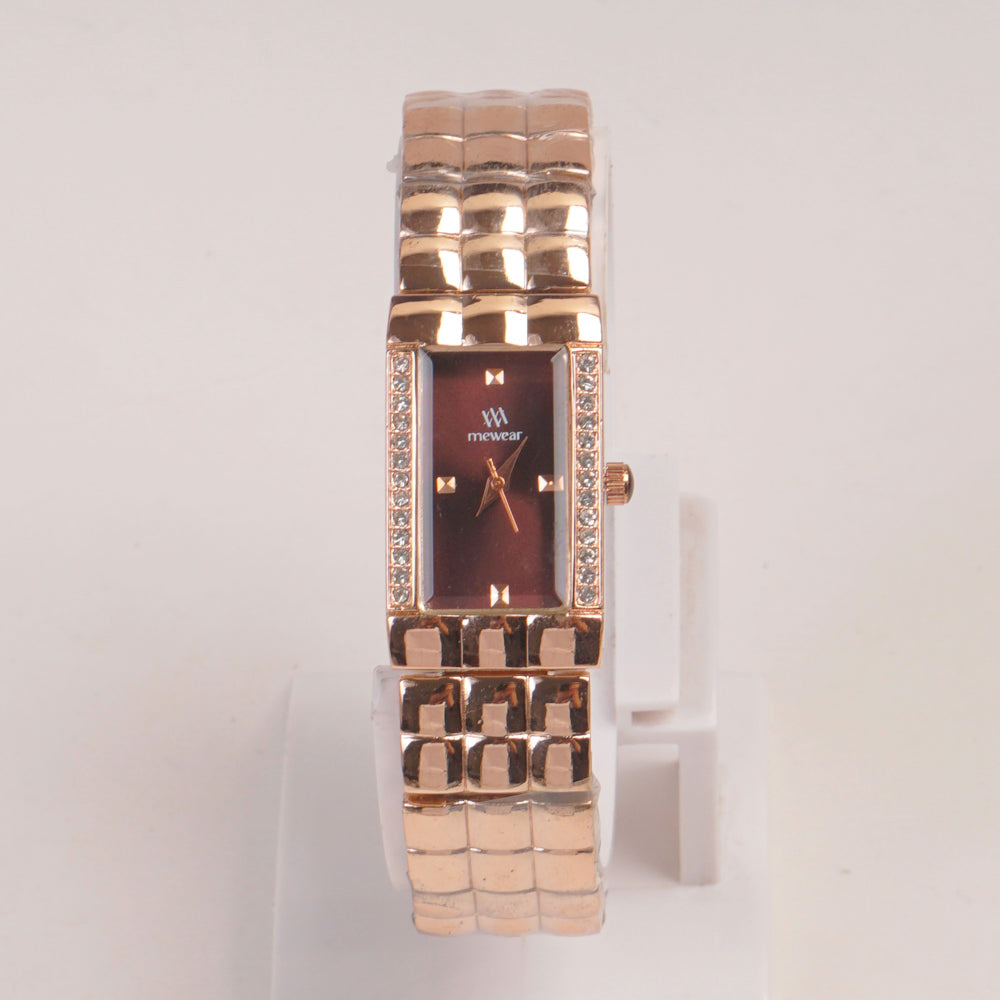 Woman Rosegold Chain Watch Brown