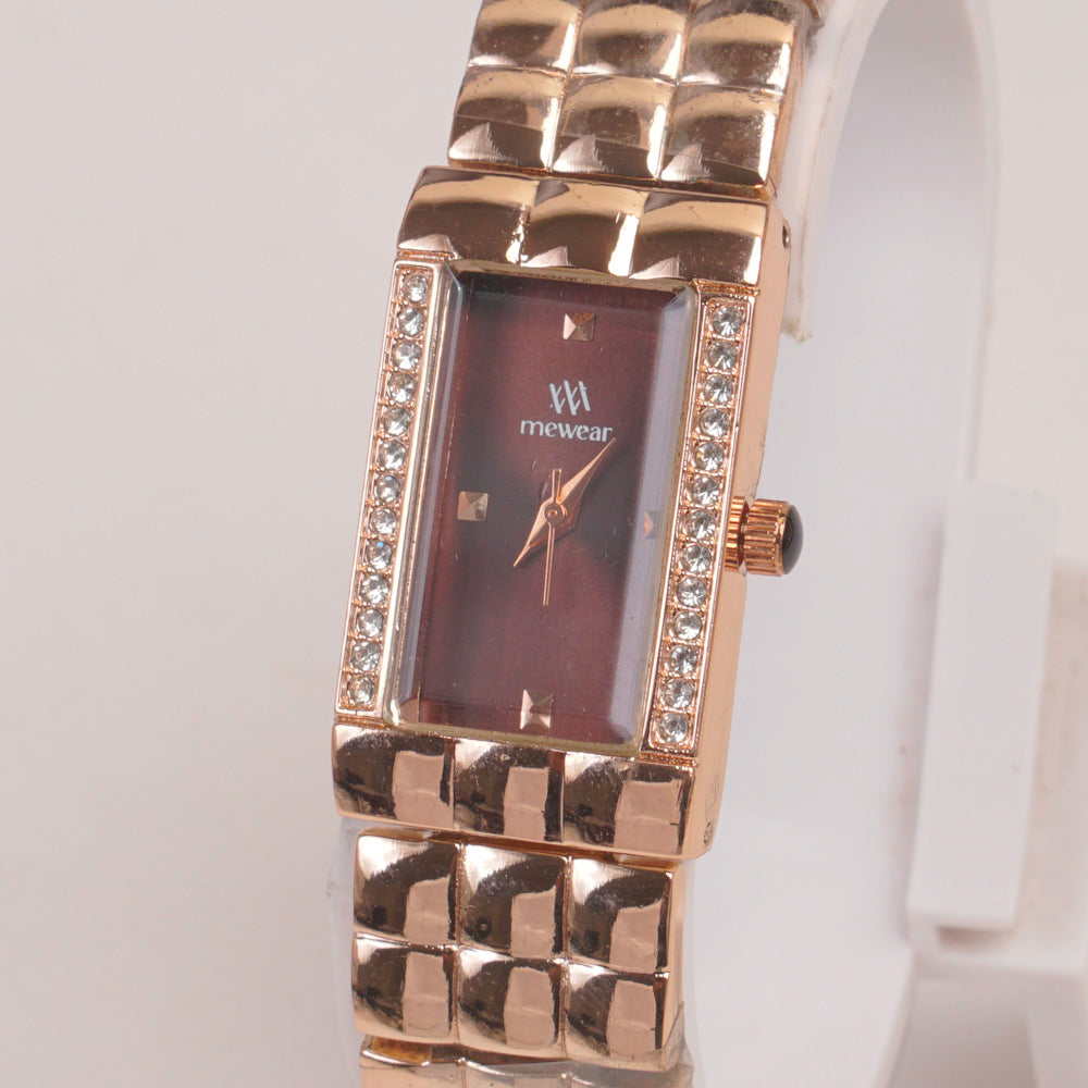 Woman Rosegold Chain Watch Brown