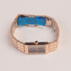 Woman Rosegold Chain Watch Brown