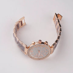 Women Chain Wrist Watch Stone Design Rosegold Brown