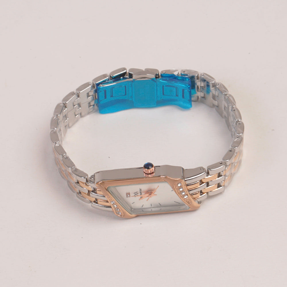Two Tone Woman  Chain Watch silver