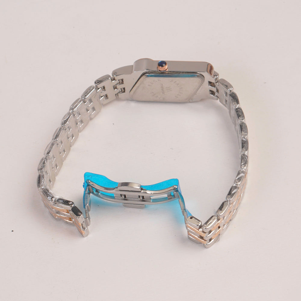 Two Tone Woman  Chain Watch silver