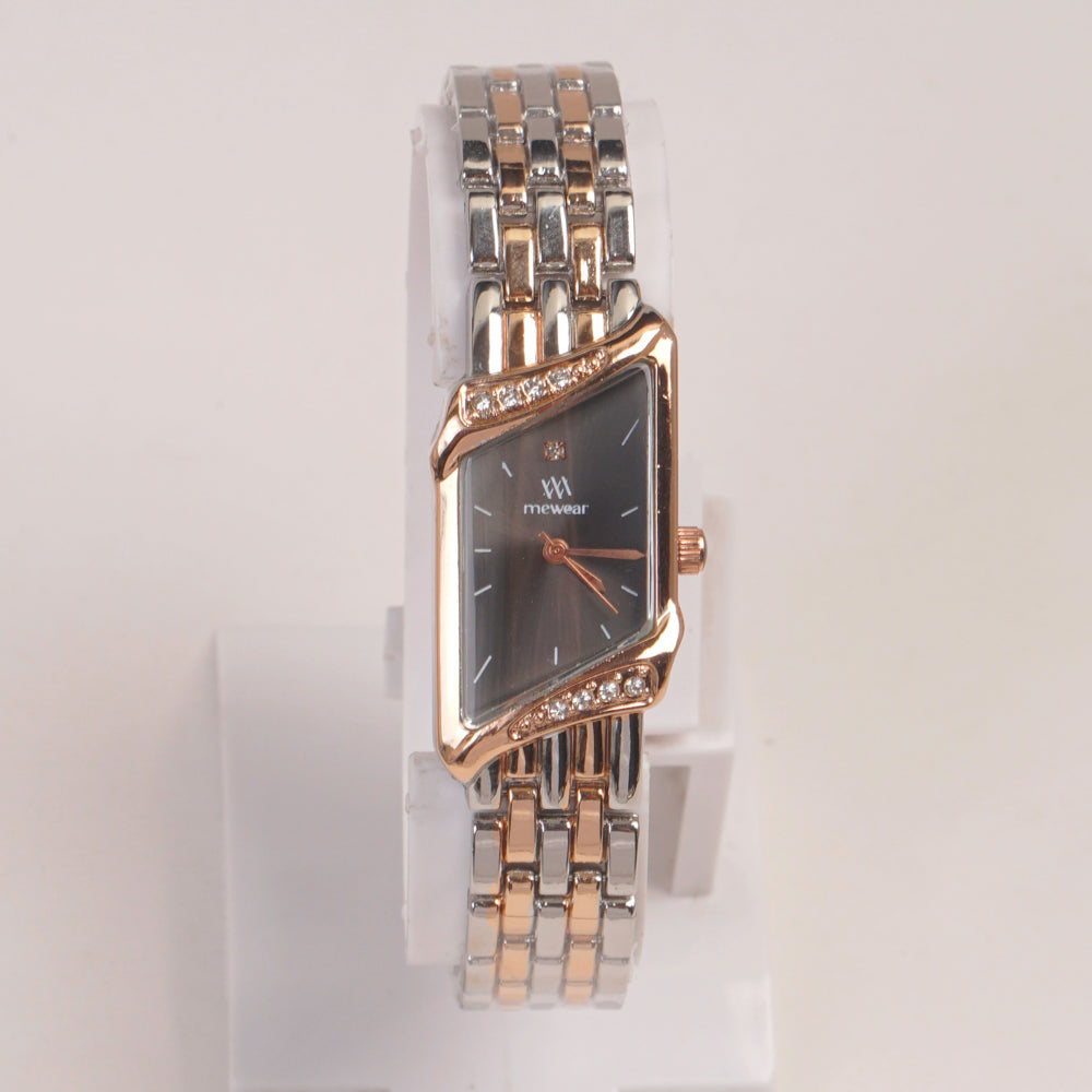 Two Tone Woman  Chain Watch Black