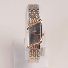 Two Tone Woman  Chain Watch Black