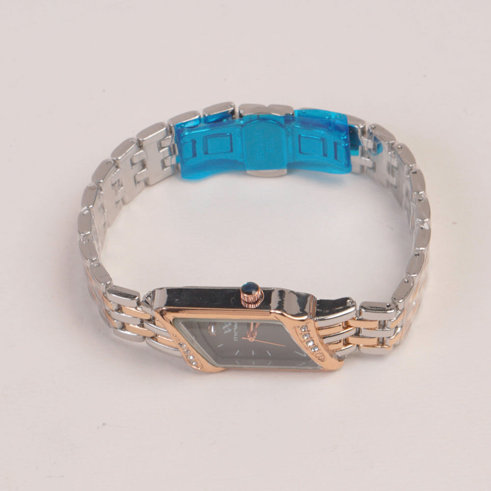 Two Tone Woman  Chain Watch Black