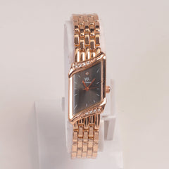Rosegold Woman  Chain Watch Black