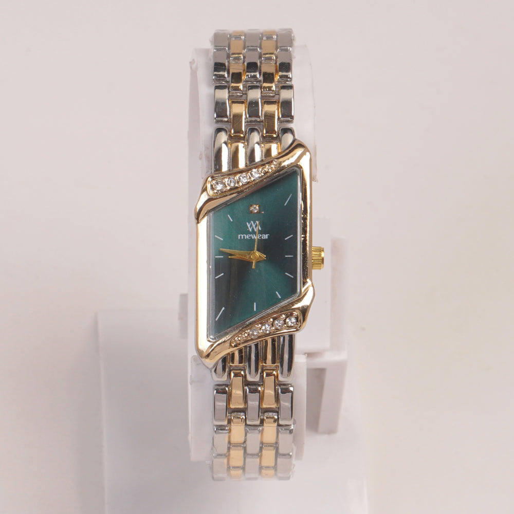 Two Tone Woman  Chain Watch Green