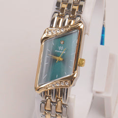 Two Tone Woman  Chain Watch Green