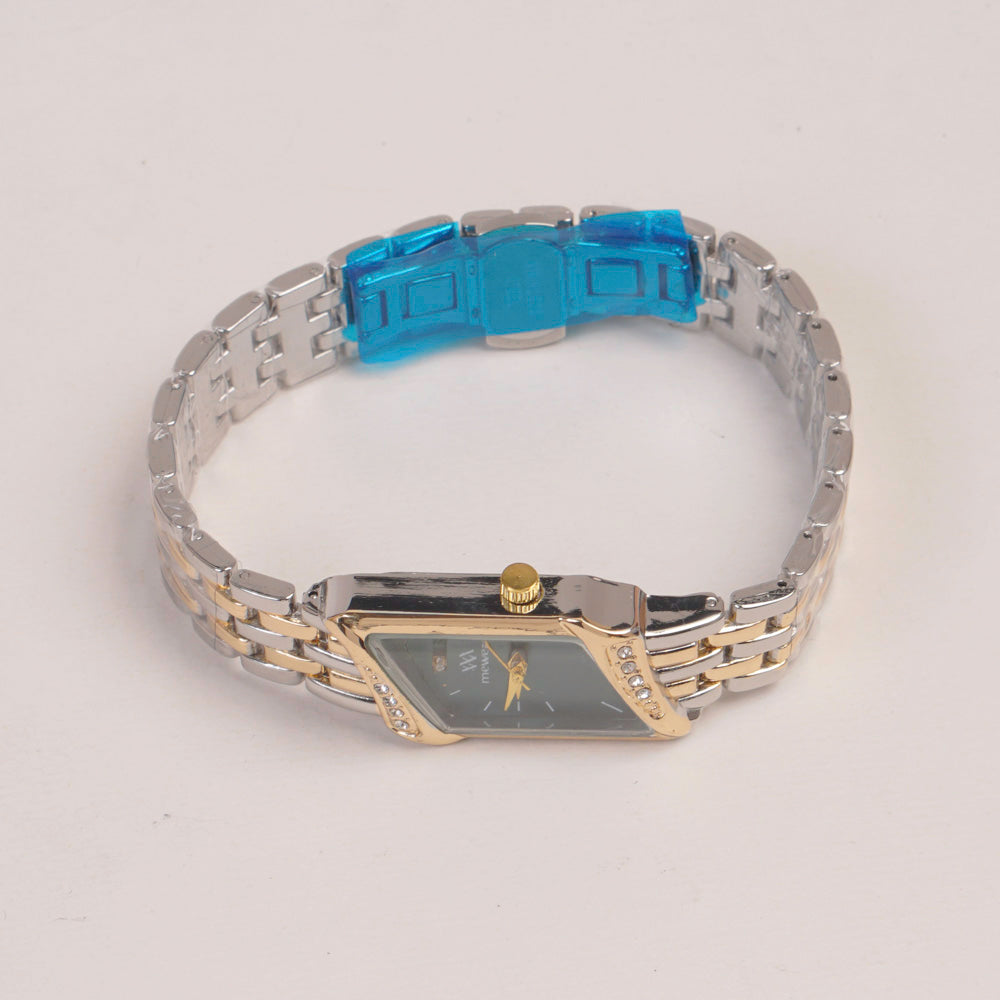 Two Tone Woman  Chain Watch Green