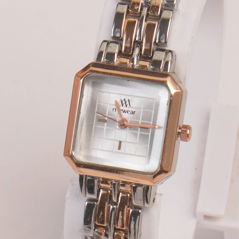 Two Tone Woman  Chain Watch White