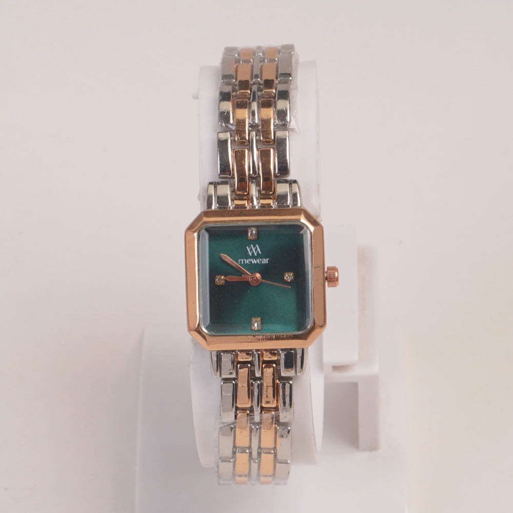 Two Tone Woman  Chain Watch Green