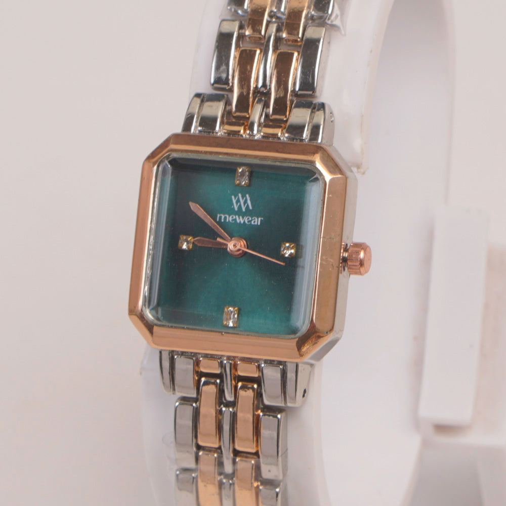 Two Tone Woman  Chain Watch Green
