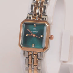 Two Tone Woman  Chain Watch Green