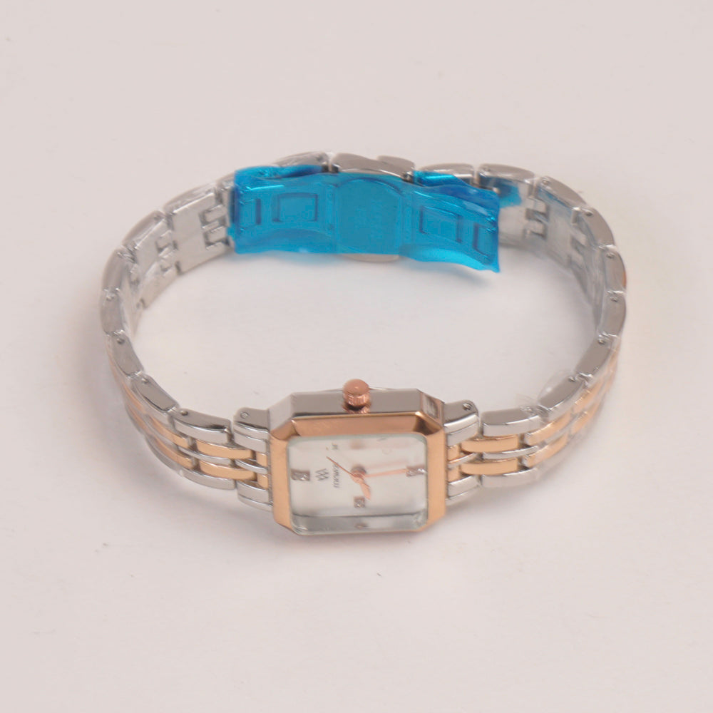 Two Tone Woman  Chain Watch White