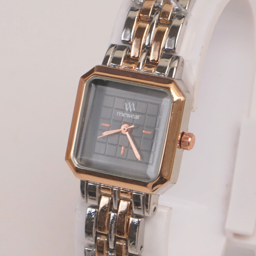 Two Tone Woman  Chain Watch Black
