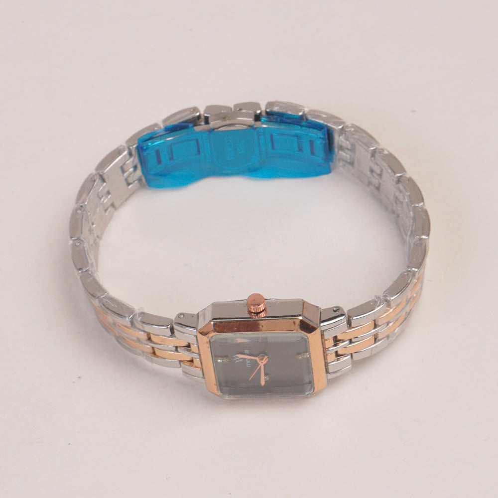 Two Tone Woman  Chain Watch Black