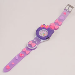 Kids Analogue Watch Kittey Purple